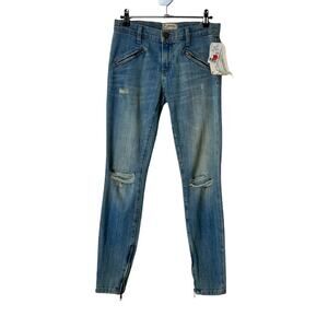 Current/Elliott The Silverlake Zip Skinny Jeans Light Wash Womens Size 24 Waist
